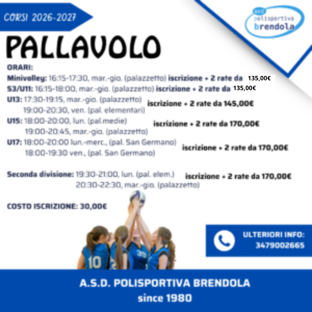 Volantino del corso: Pallavolo
