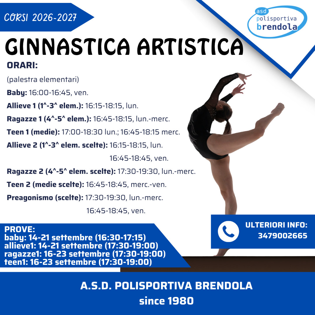Volantino del corso: Ginnastica Artistica